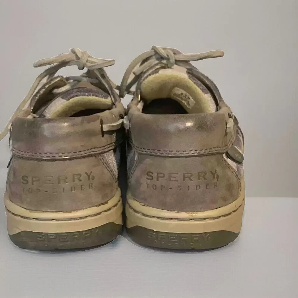 Sperry Top Sider‎ Women's Boat Shoes Size 6.5 Leather Gray Giraffe Print